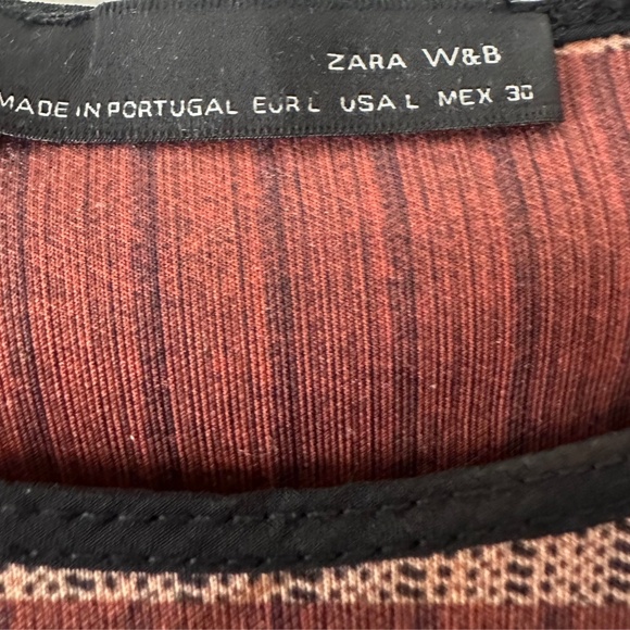 Zara W&B Too Cute Brown, Black, White Pattern Mini Dress - Picture 4 of 4